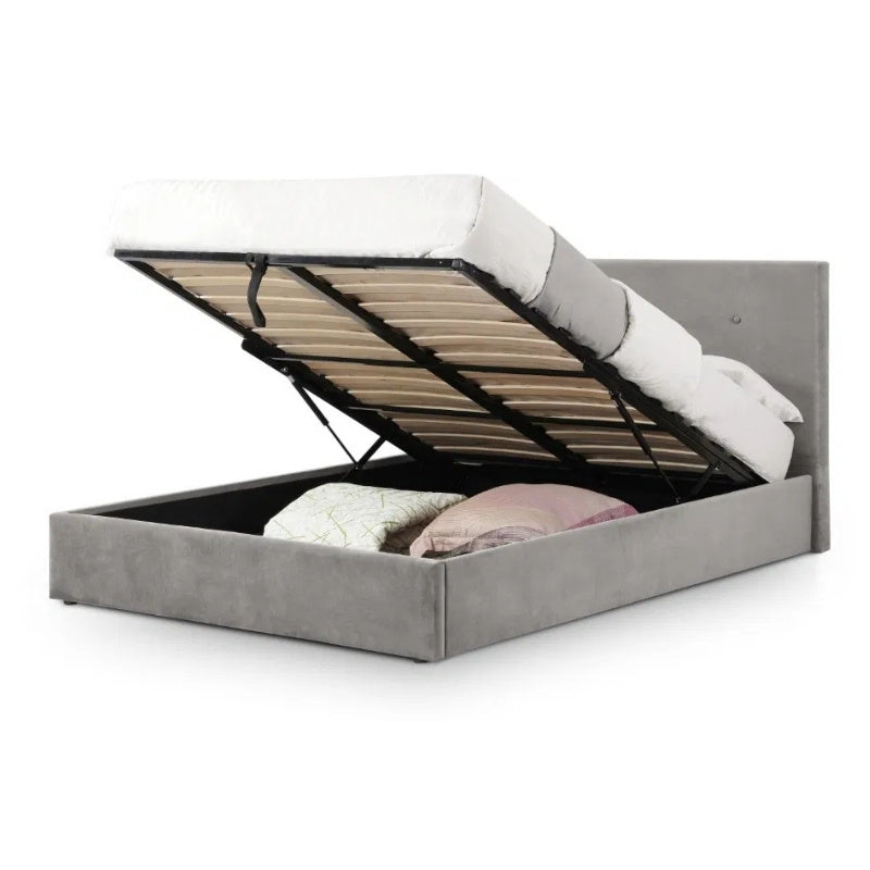 Julian Bowen Shoreditch Lift-Up Storage Double Bed Slate Grey Velvet