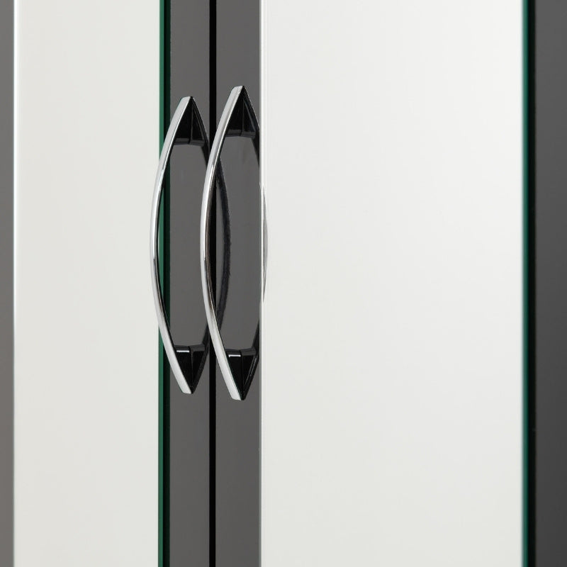 Seconique Nevada 3 Door 2 Drawer Mirrored Wardrobe Black Gloss