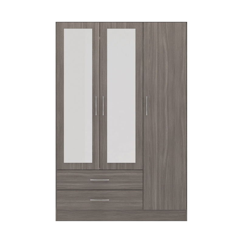 Seconique Nevada 3 Door 2 Drawer Mirrored Wardrobe Black Wood Grain