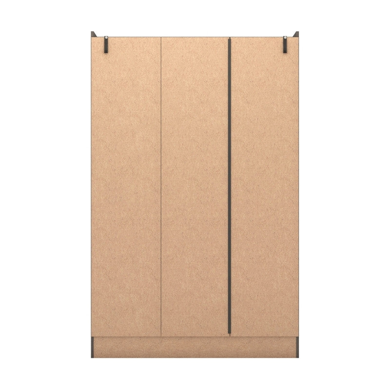 Seconique Nevada 3 Door 2 Drawer Mirrored Wardrobe Black Wood Grain