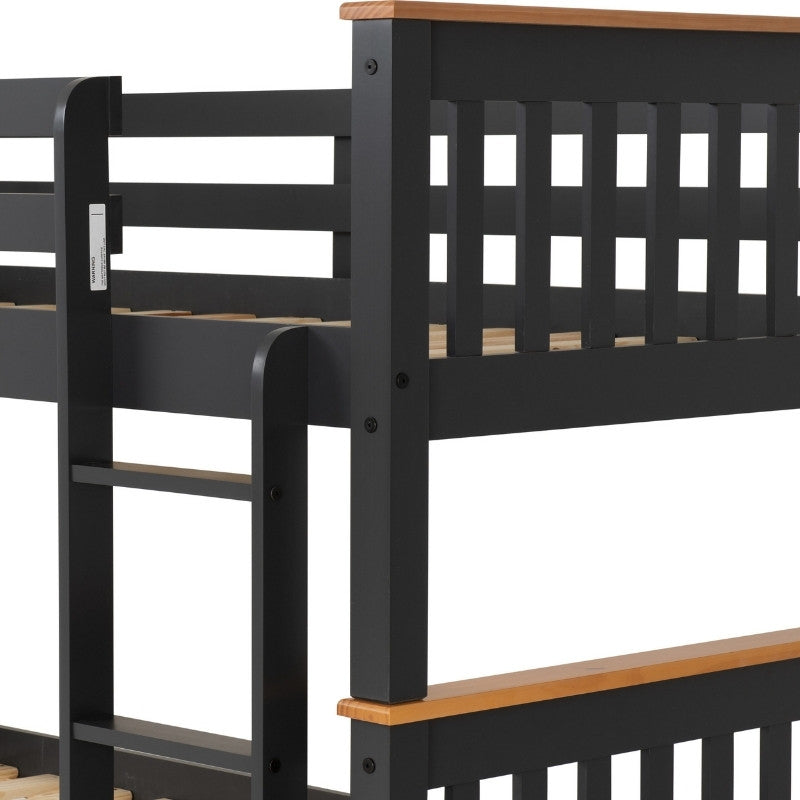Seconique Neptune 3' Bunk Bed Dark Grey & Oak Effect