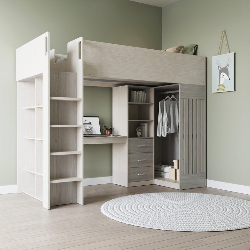 Seconique Jupiter High Sleeper Bed White & Grey