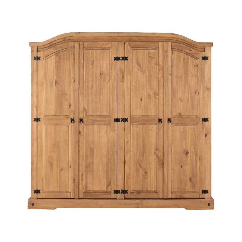 Seconique Corona 4 Door Wardrobe Distressed Waxed Pine