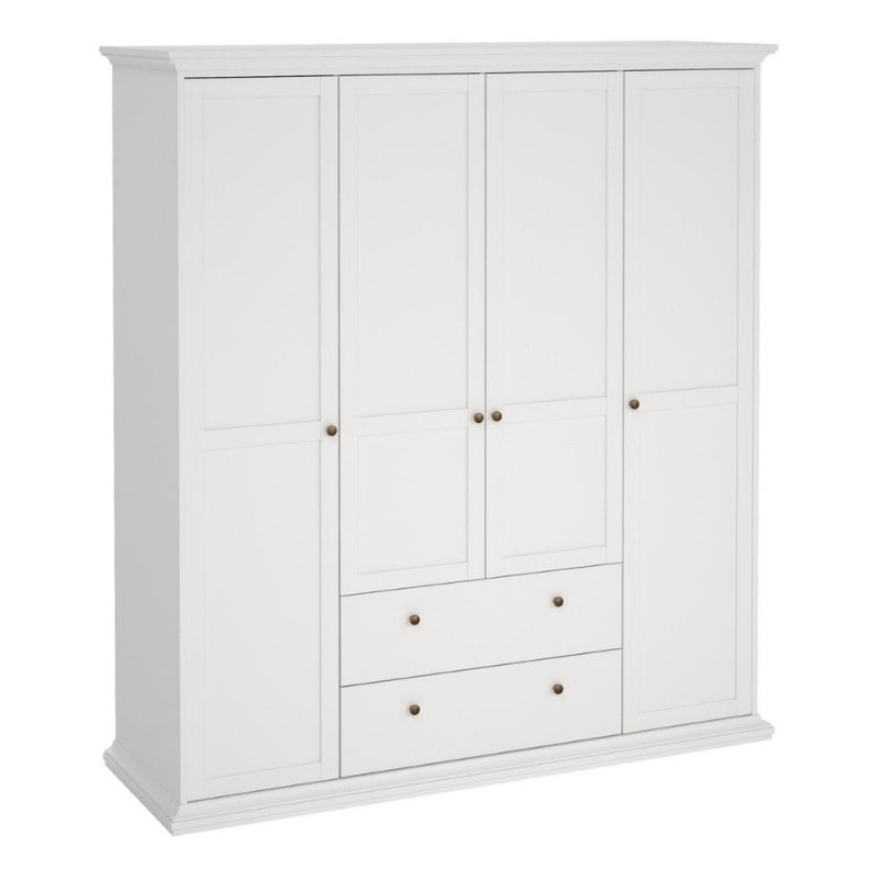 Furniture To Go Paris 4 Doors 2 Drawers Wardrobe White