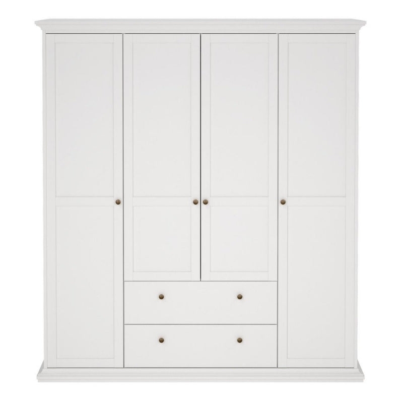 Furniture To Go Paris 4 Doors 2 Drawers Wardrobe White