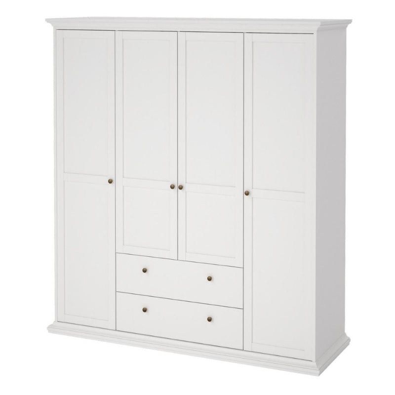 Furniture To Go Paris 4 Doors 2 Drawers Wardrobe White