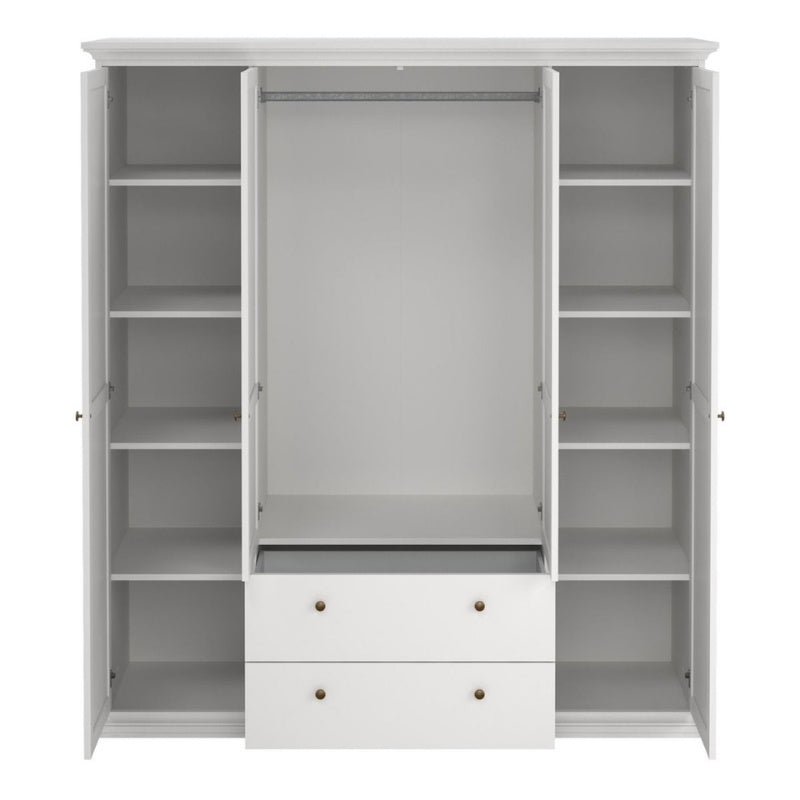 Furniture To Go Paris 4 Doors 2 Drawers Wardrobe White