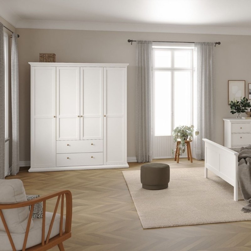 Furniture To Go Paris 4 Doors 2 Drawers Wardrobe White