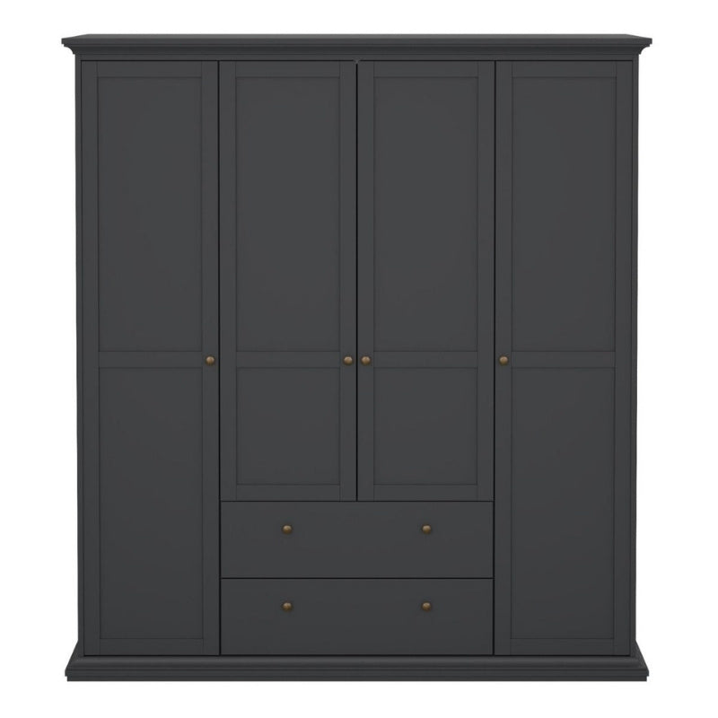 Furniture To Go Paris 4 Doors 2 Drawers Wardrobe Matte Grey