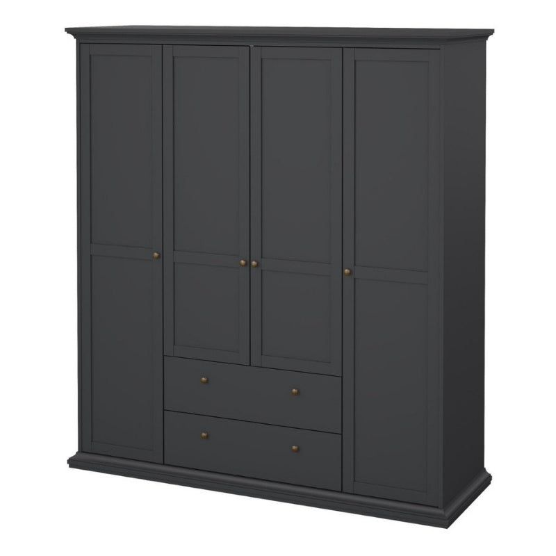 Furniture To Go Paris 4 Doors 2 Drawers Wardrobe Matte Grey