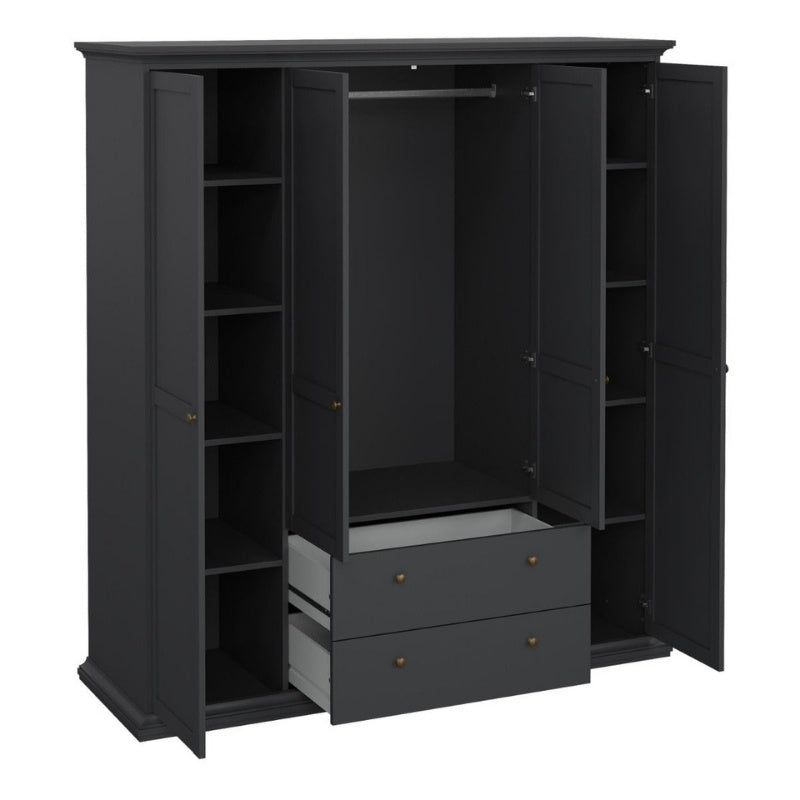 Furniture To Go Paris 4 Doors 2 Drawers Wardrobe Matte Grey