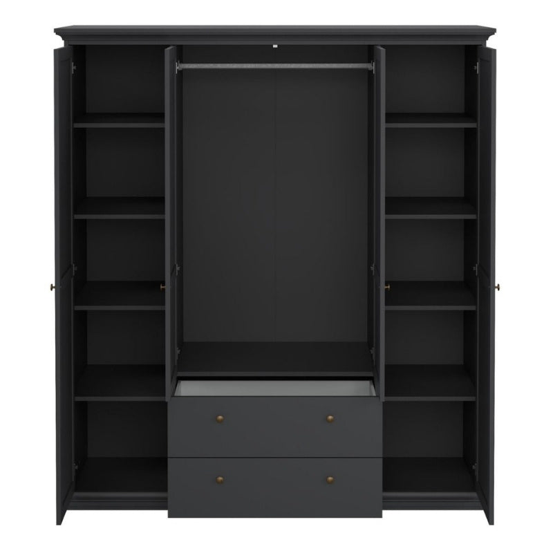 Furniture To Go Paris 4 Doors 2 Drawers Wardrobe Matte Grey