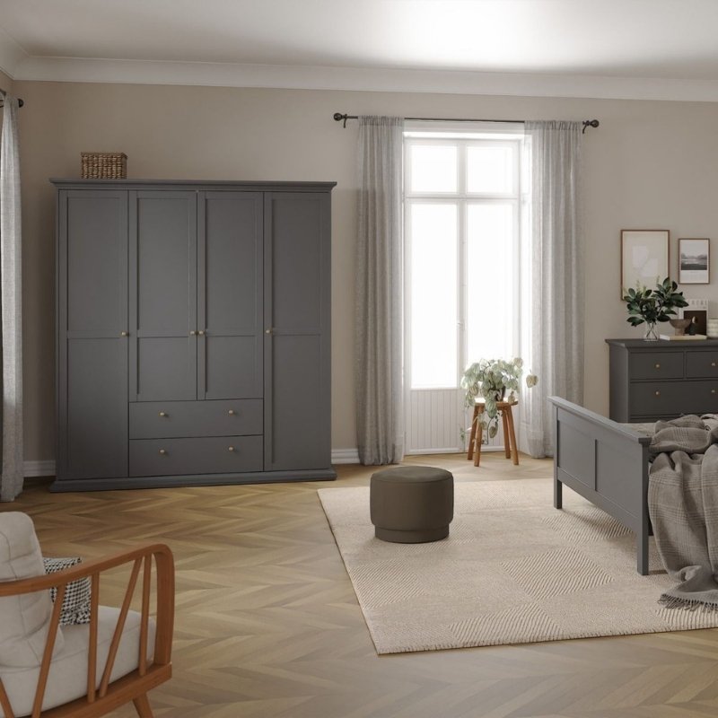 Furniture To Go Paris 4 Doors 2 Drawers Wardrobe Matte Grey