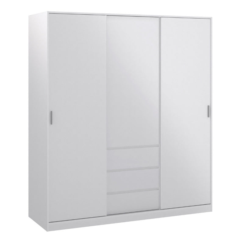 Furniture To Go Naia 2 Sliding Doors 1 Door 3 Drawers Wardrobe White High Gloss