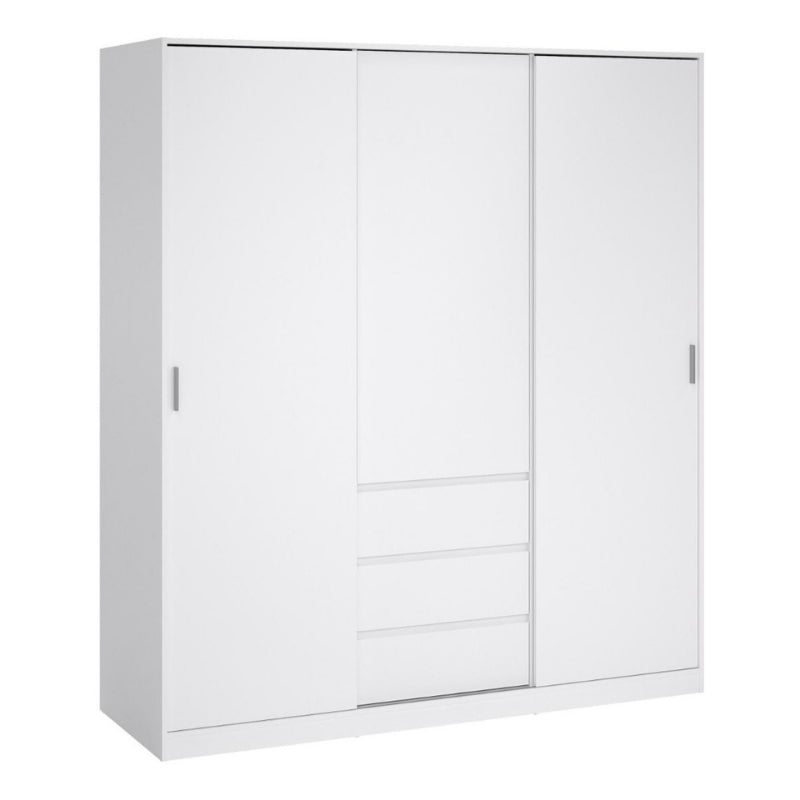 Furniture To Go Naia 2 Sliding Doors 1 Door 3 Drawers Wardrobe White High Gloss
