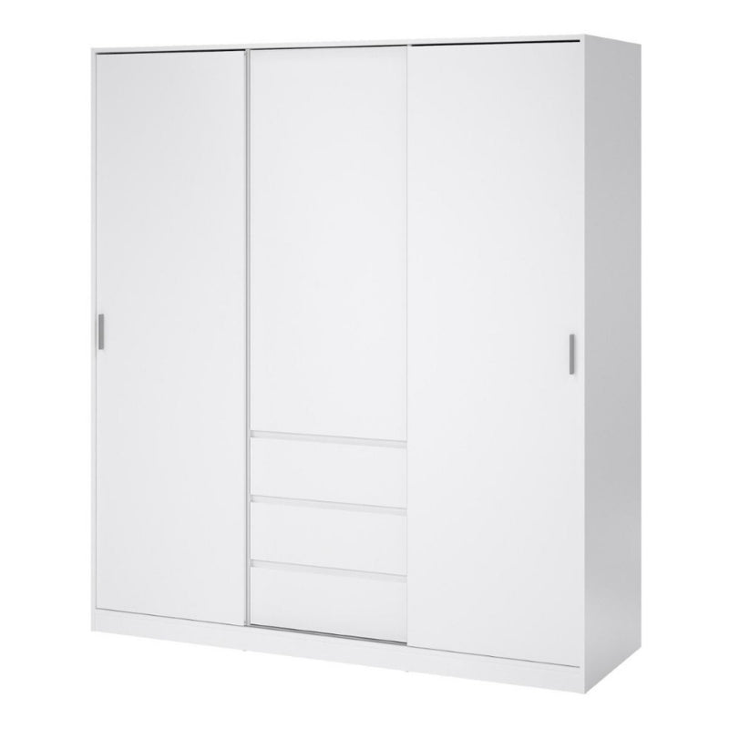 Furniture To Go Naia 2 Sliding Doors 1 Door 3 Drawers Wardrobe White High Gloss