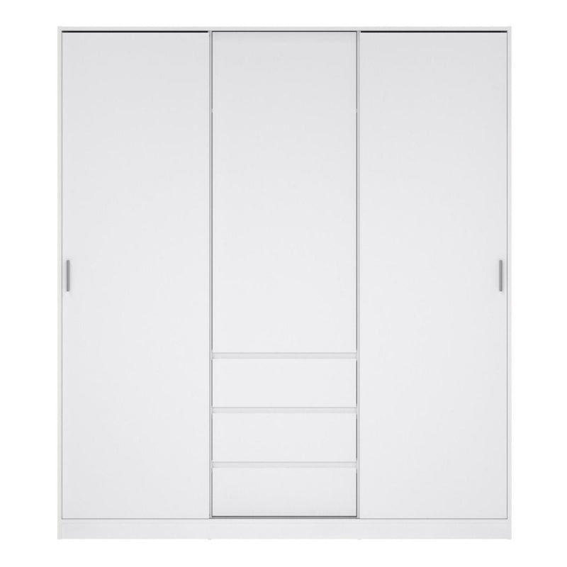 Furniture To Go Naia 2 Sliding Doors 1 Door 3 Drawers Wardrobe White High Gloss