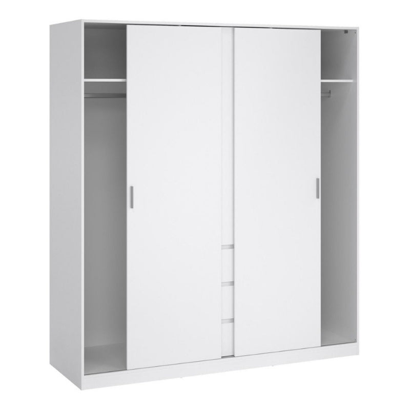 Furniture To Go Naia 2 Sliding Doors 1 Door 3 Drawers Wardrobe White High Gloss
