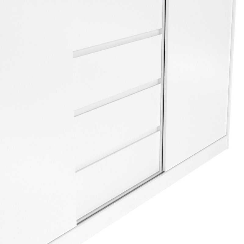 Furniture To Go Naia 2 Sliding Doors 1 Door 3 Drawers Wardrobe White High Gloss