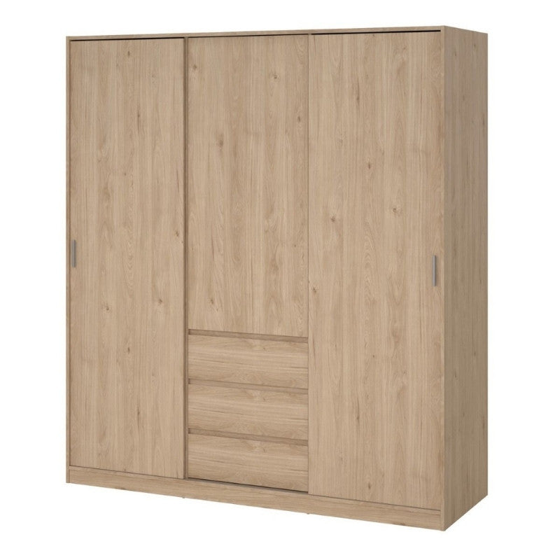 Furniture To Go Naia 2 Sliding Doors 1 Door 3 Drawers Wardrobe Jackson Hickory Oak