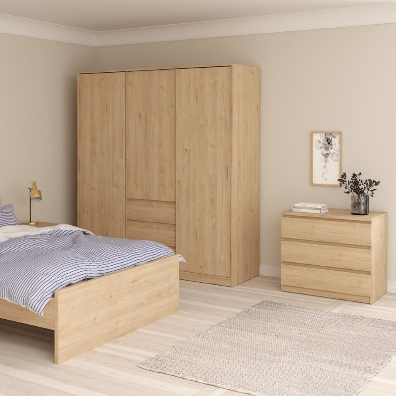 Furniture To Go Naia 2 Sliding Doors 1 Door 3 Drawers Wardrobe Jackson Hickory Oak