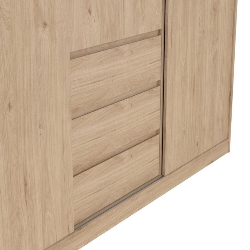 Furniture To Go Naia 2 Sliding Doors 1 Door 3 Drawers Wardrobe Jackson Hickory Oak