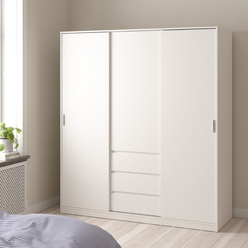 Furniture To Go Naia 2 Sliding Doors 1 Door 3 Drawers Wardrobe White
