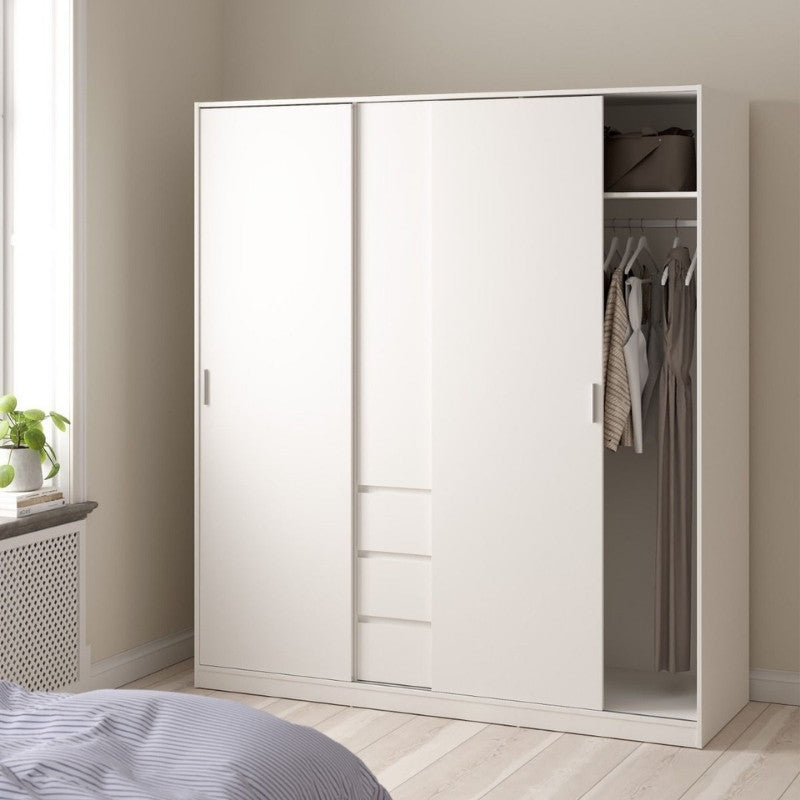 Furniture To Go Naia 2 Sliding Doors 1 Door 3 Drawers Wardrobe White