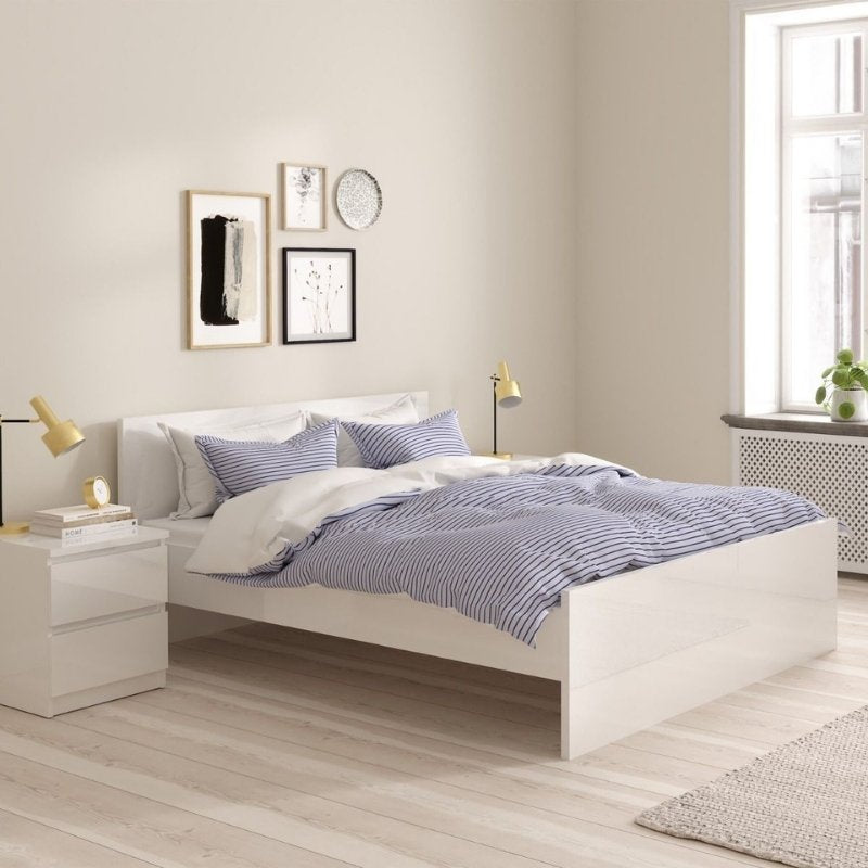 Furniture To Go Naia Double Bed White High Gloss