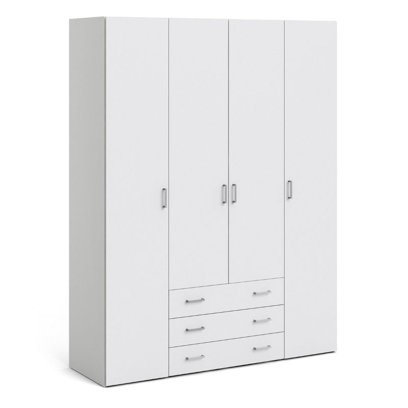 Furniture To Go Space 4 Doors 3 Drawers Wardrobe White
