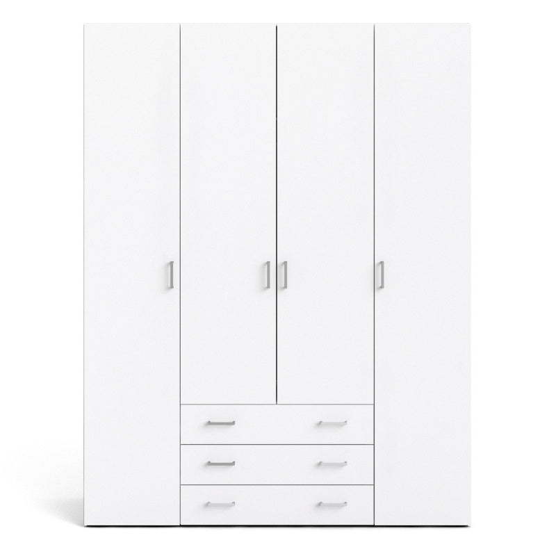 Furniture To Go Space 4 Doors 3 Drawers Wardrobe White