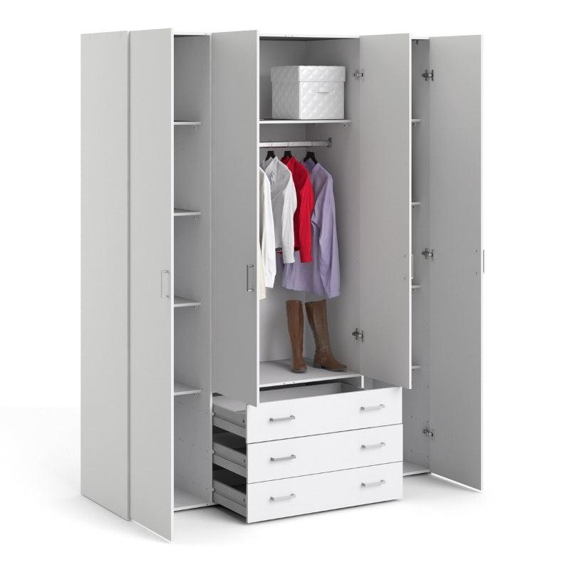 Furniture To Go Space 4 Doors 3 Drawers Wardrobe White