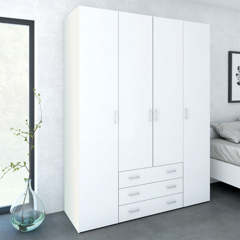 Furniture To Go Space 4 Doors 3 Drawers Wardrobe White