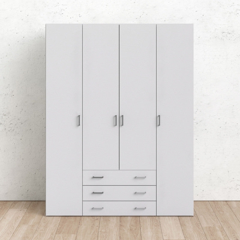 Furniture To Go Space 4 Doors 3 Drawers Wardrobe White