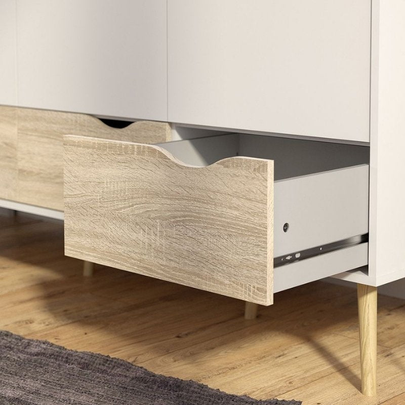 Furniture To Go Oslo 3 Doors 3 Drawers Wardrobe White & Oak