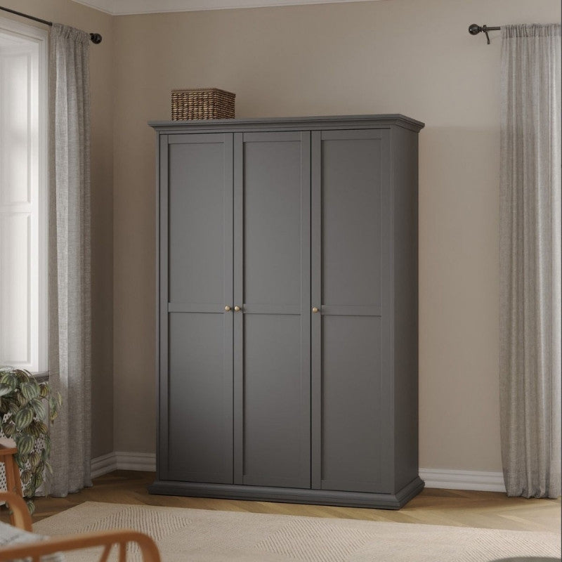Furniture To Go Paris 3 Door Wardrobe Matte Grey