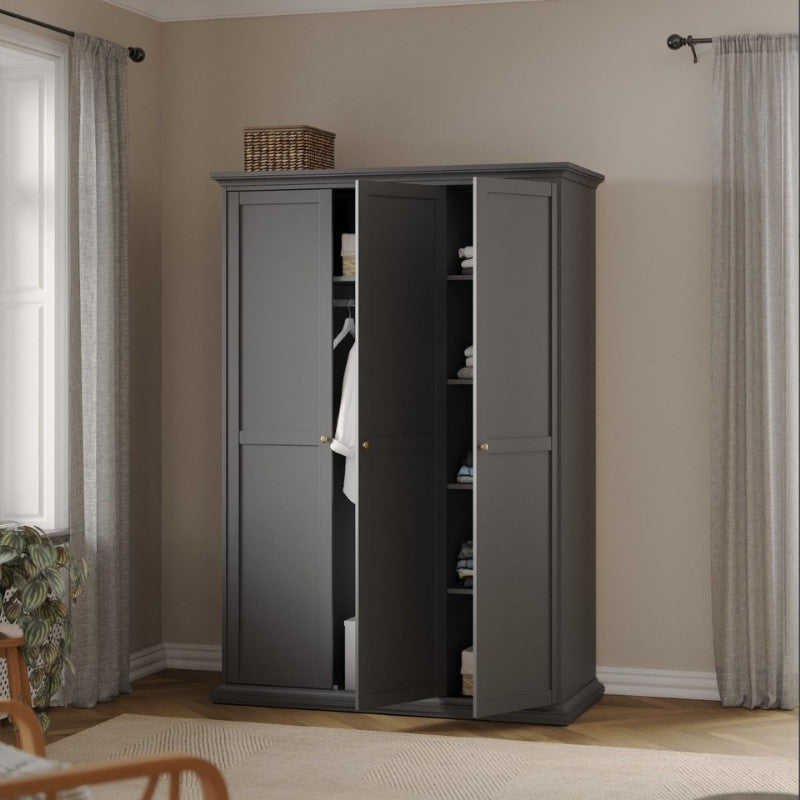 Furniture To Go Paris 3 Door Wardrobe Matte Grey