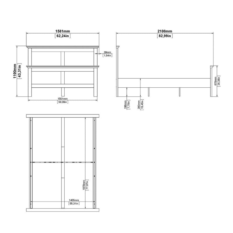 Furniture To Go Paris Double Bed White