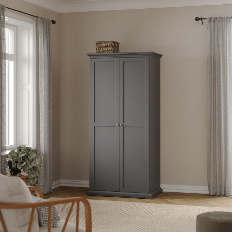 Furniture To Paris 2 Door Wardrobe Matte Grey