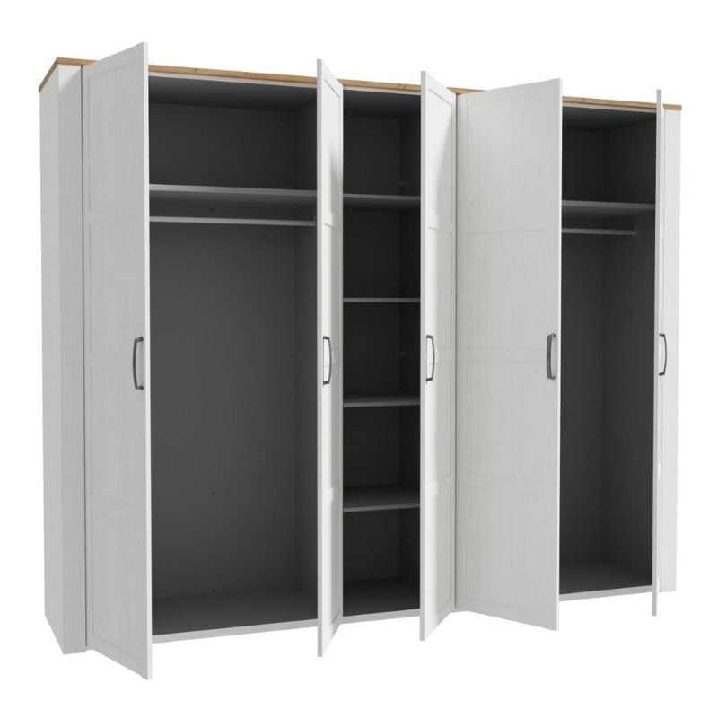 Furniture To Go Bohol 5 Door Wardrobe White & Riviera Oak