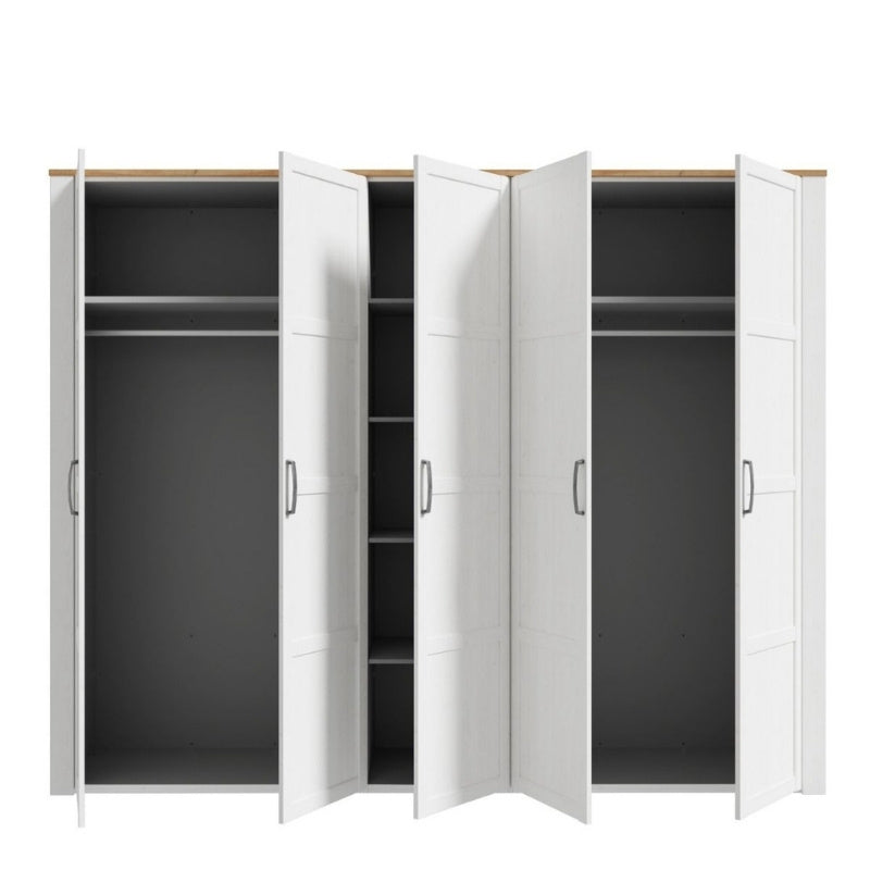 Furniture To Go Bohol 5 Door Wardrobe White & Riviera Oak