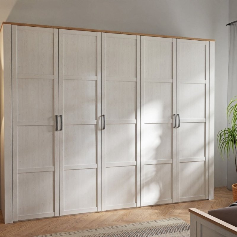 Furniture To Go Bohol 5 Door Wardrobe White & Riviera Oak