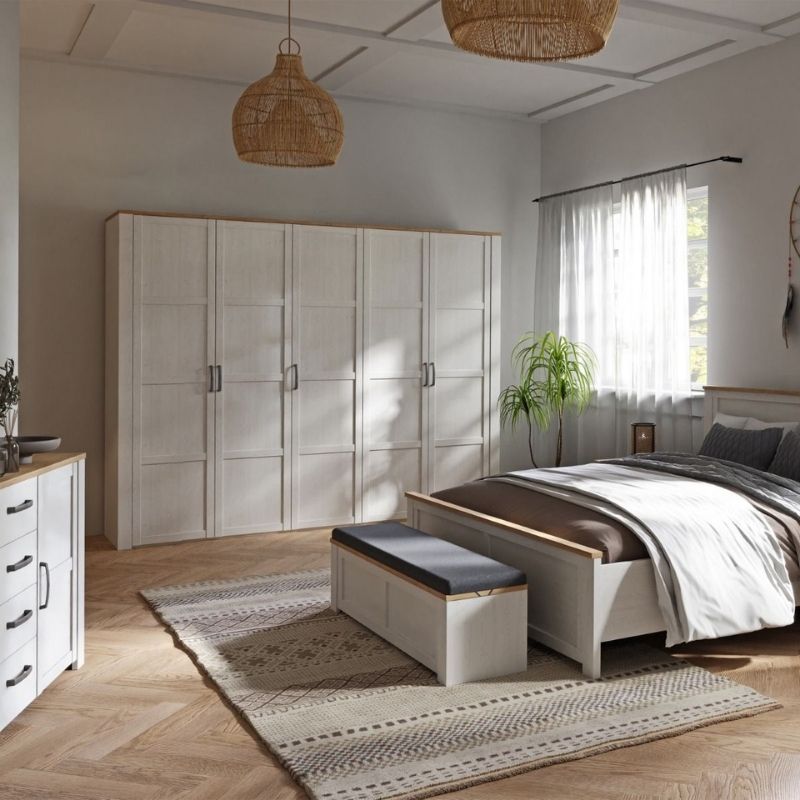 Furniture To Go Bohol 5 Door Wardrobe White & Riviera Oak