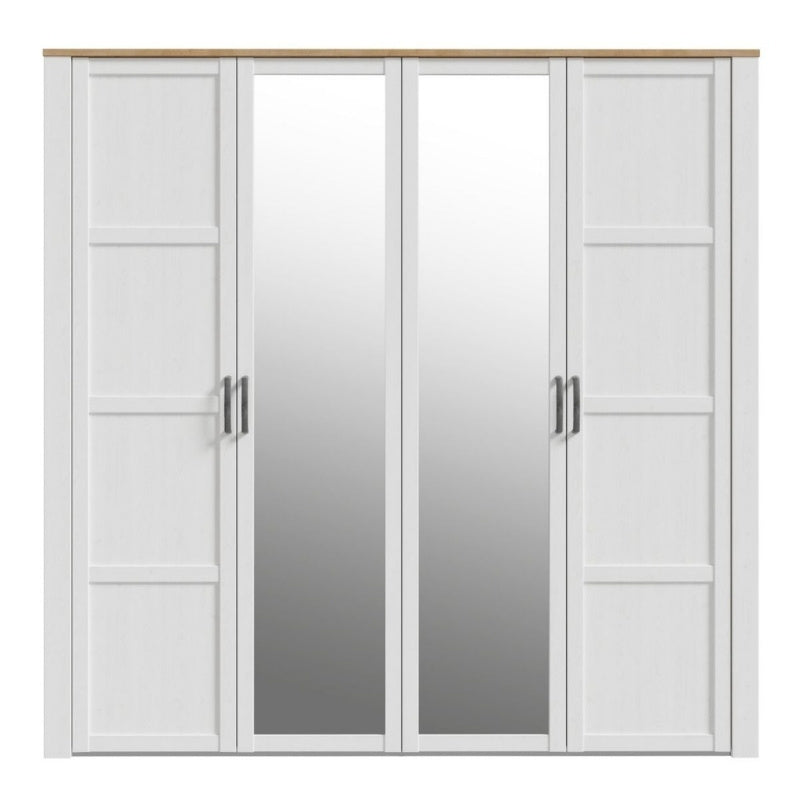 Furniture To Go Bohol 2 Door 2 Mirrored Door Wardrobe White & Riviera Oak