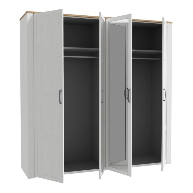 Furniture To Go Bohol 2 Door 2 Mirrored Door Wardrobe White & Riviera Oak