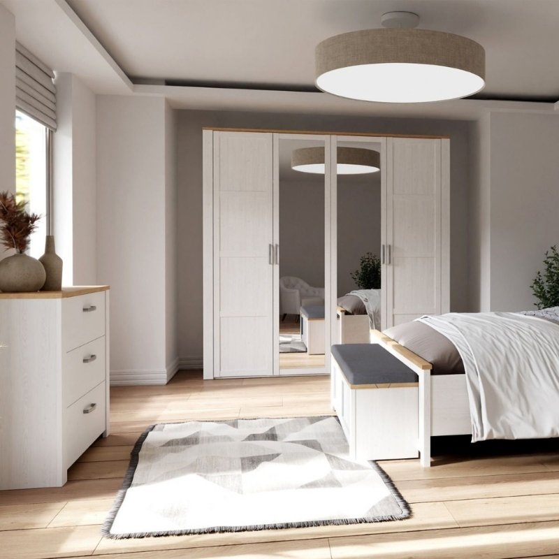 Furniture To Go Bohol 2 Door 2 Mirrored Door Wardrobe White & Riviera Oak