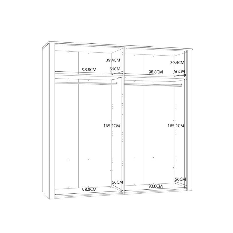 Furniture To Go Bohol 2 Door 2 Mirrored Door Wardrobe White & Riviera Oak