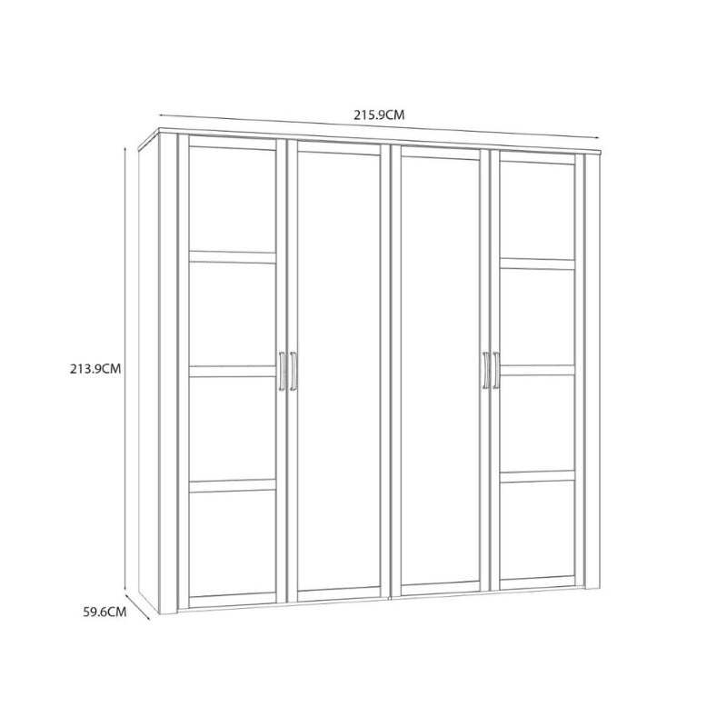 Furniture To Go Bohol 2 Door 2 Mirrored Door Wardrobe White & Riviera Oak