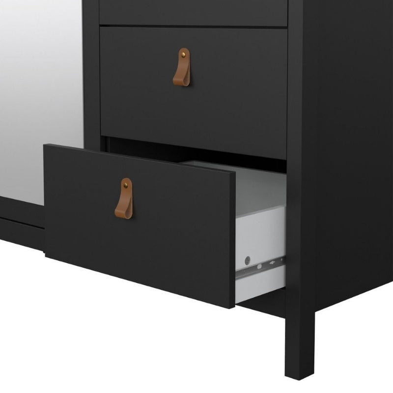 Furniture To Go Barcelona 2 Doors 1 Mirror Door 2 Drawers Wardrobe Matte Black