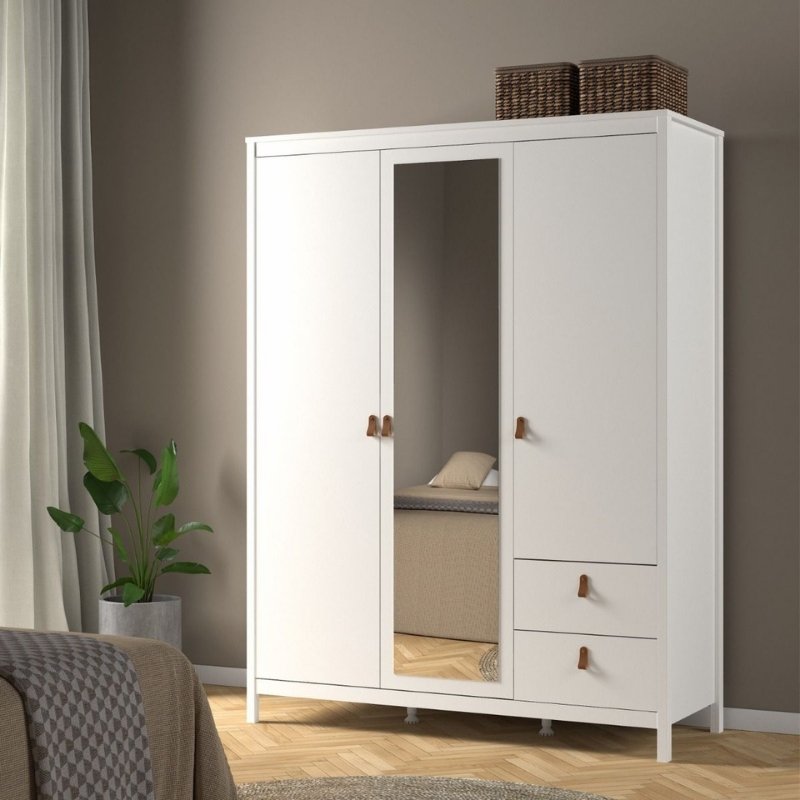Furniture To Go Barcelona 2 Doors 1 Mirror Door 2 Drawers Wardrobe White